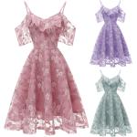 Formella Vår Knälånga Blommiga Violetta Brudtärne Blommiga klänningar med virkning i Chiffong för Damer 