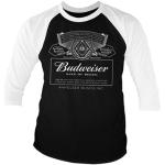 Budweiser White Logo Baseball 3/4 Sleeve Tee, Long Sleeve T-Shirt