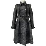 Vintage Hållbara Rutiga Gråa Trenchcoats i Tweed för Damer 