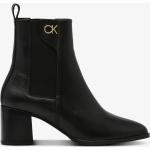 Svarta Chelsea-boots från Calvin Klein i storlek 37 med Blockklack med spetsig tå med Klackhöjd 5cm till 7cm i Läder för Damer 