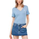 Blåa Kortärmade Kortärmade T-shirts från Calvin Klein på rea i Storlek XL med V-ringning i Bomull för Damer 