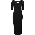 Vadlånga Svarta Kortärmade Knälånga klänningar från Calvin Klein på rea i Storlek XL med Fyrkantsringning för Damer 