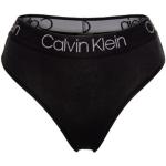 Sexiga Svarta Stringtrosor från Calvin Klein med hög midja i Storlek S i Bomullsblandning för Damer 