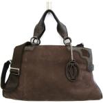 Vintage Hållbara Mörkbruna Handväskor i skinn på rea i Nubuck för Damer 