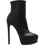 Svarta Ankle-boots med Slip-on med rundad tå med Klackhöjd över 9cm i Konstläder för Damer 