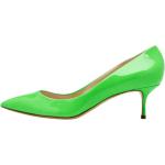 Hållbara Neongröna Skor med Klackhöjd 5cm till 7cm i Läder 
