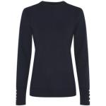 Formella Mörkblåa Stickade tröjor i Storlek XL med Rund ringning för Damer 