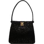 Vintage Hållbara Svarta Handväskor med paljetter från Chanel i Satin för Damer 