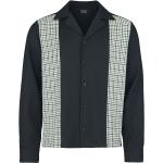 Rockiga Rutiga Svarta Långärmade Rutiga skjortor i Storlek XL i Polyester för Herrar 