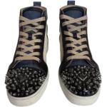 Hållbara Blåa Canvas sneakers med nitar i Läder för Damer 