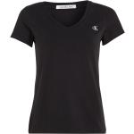 Svarta Kortärmade Kortärmade T-shirts från Calvin Klein Jeans i Storlek XS med V-ringning 