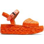Sommar Orange Sandaletter med kilklack på rea med Kilklack med Klackhöjd 5cm till 7cm i Läder för Damer 