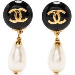 Hållbara Svarta Pärlörhängen från Chanel i Guldplätering för Damer 