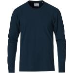 Ekologiska Marinblåa Långärmade Långärmade T-shirts från Colorful Standard i Storlek S med Rund ringning 