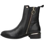Svarta Ankle-boots med Klackhöjd till 3cm i Läder för Damer 