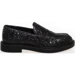 Svarta Loafers med glitter på rea med rundad tå i Läder för Damer 