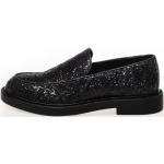 Svarta Loafers med glitter med rundad tå i Läder för Damer 
