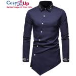 Casual Marinblåa Långärmade Långärmade skjortor Asymmetriska i Storlek XL för Herrar 