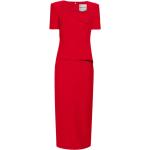 Casual Röda Kortärmade Peplum-klänningar Asymmetriska från Roland Mouret i Storlek XL med Asymmetrisk ringning för Damer 