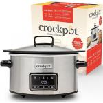 Crockpot Sizzle & Stew Digital Slow Cooker | 3,5 L (3–4 personer) | Avtagbar induktionsskål för tillagning av kött och grönsaker | EU-kontakt med 2 stift | Rostfritt stål [CSC111X]