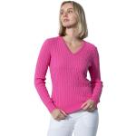 Rosa Långärmade Golftröjor från Daily Sports i Storlek M med V-ringning för Damer 
