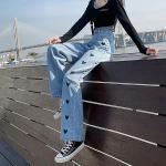 Gråa High waisted jeans i Storlek XL för Damer 