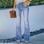 Casual Blåa Flare jeans i Storlek XL för Damer 