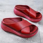 Retro Svarta Slip in-sandaler i Läder för Damer 