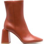 Terrakotta Ankle-boots med Dragkedja i Kalvskinn för Damer 