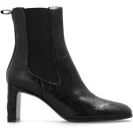 Svarta Ankle-boots med rundad tå med Klackhöjd 7cm till 9cm i Läder för Damer 