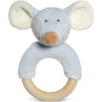 Diinglisar Rattle With Wooden Ring Mouse Toys Baby Toys Teething Toys Blue Teddykompaniet