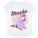Disney Kvinnors pocahontas pastel Meeko ekologisk rullad ärm t-shirt, vit, S, Vit, S