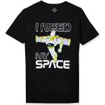 Disney Mäns Toy Story Buzz I Need My Space grafisk T-shirt, Svart, M