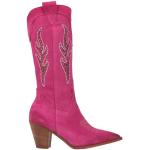 Fuchsia Cowboy-boots från Divine Follie i storlek 36 med spetsig tå i Mocka för Damer 