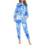 Vinter Batik-mönstrade Blåa Pyjamaströjor i Storlek S i Polyester för Damer 