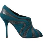 Ormmönstrade Blåa Ankle-boots från Dolce & Gabbana på rea med öppen tå i Ormskinn för Damer 