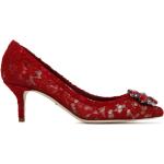Röda Spetsiga pumps från Dolce & Gabbana med Stilettklack med Slip-on i Läder för Damer 