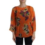 Blommiga Orange Långärmade Långärmade blusar från Dolce & Gabbana på rea i Siden för Damer 