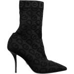 Svarta Ankle-boots från Dolce & Gabbana på rea med spetsig tå med Klackhöjd 7cm till 9cm i Läder för Damer 