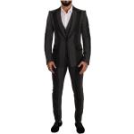 Formella Randiga Svarta Slim fit kostymer från Dolce & Gabbana på rea i Siden för Herrar 