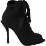 Svarta Ankle-boots från Dolce & Gabbana på rea med öppen tå i Läder för Damer 