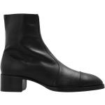 Svarta Ankle-boots med rundad tå med Klackhöjd 5cm till 7cm i Läder för Herrar 