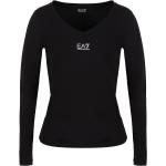Svarta Långärmade T-shirts stora storlekar från Armani Emporio Armani i Storlek 3 XL med V-ringning i Jerseytyg för Damer 
