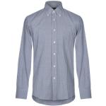 Rutiga Midnattsblåa Långärmade Rutiga skjortor från Egon Von Fürstenberg på rea i Storlek XL med Button down i Bomull för Herrar 