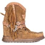 Bruna Ankle-boots med fransar på rea med Kilklack för Damer 