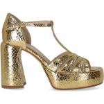 Guldiga Sandaletter med Klackhöjd över 9cm i Läder för Damer 