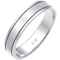 Elli PREMIUM ring par klassiskt bandring bröllop 925 sterlingsilver, 56, Silver