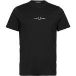 Svarta Kortärmade Kortärmade T-shirts med broderi från Fred Perry i Storlek XS 