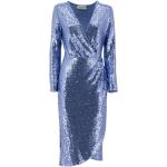 Blåa V-ringade klänningar med glitter från Ermanno Scervino på rea med V-ringning för Damer 