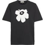 Svarta Kortärmade Kortärmade T-shirts från Marimekko Unikko i Storlek XS 